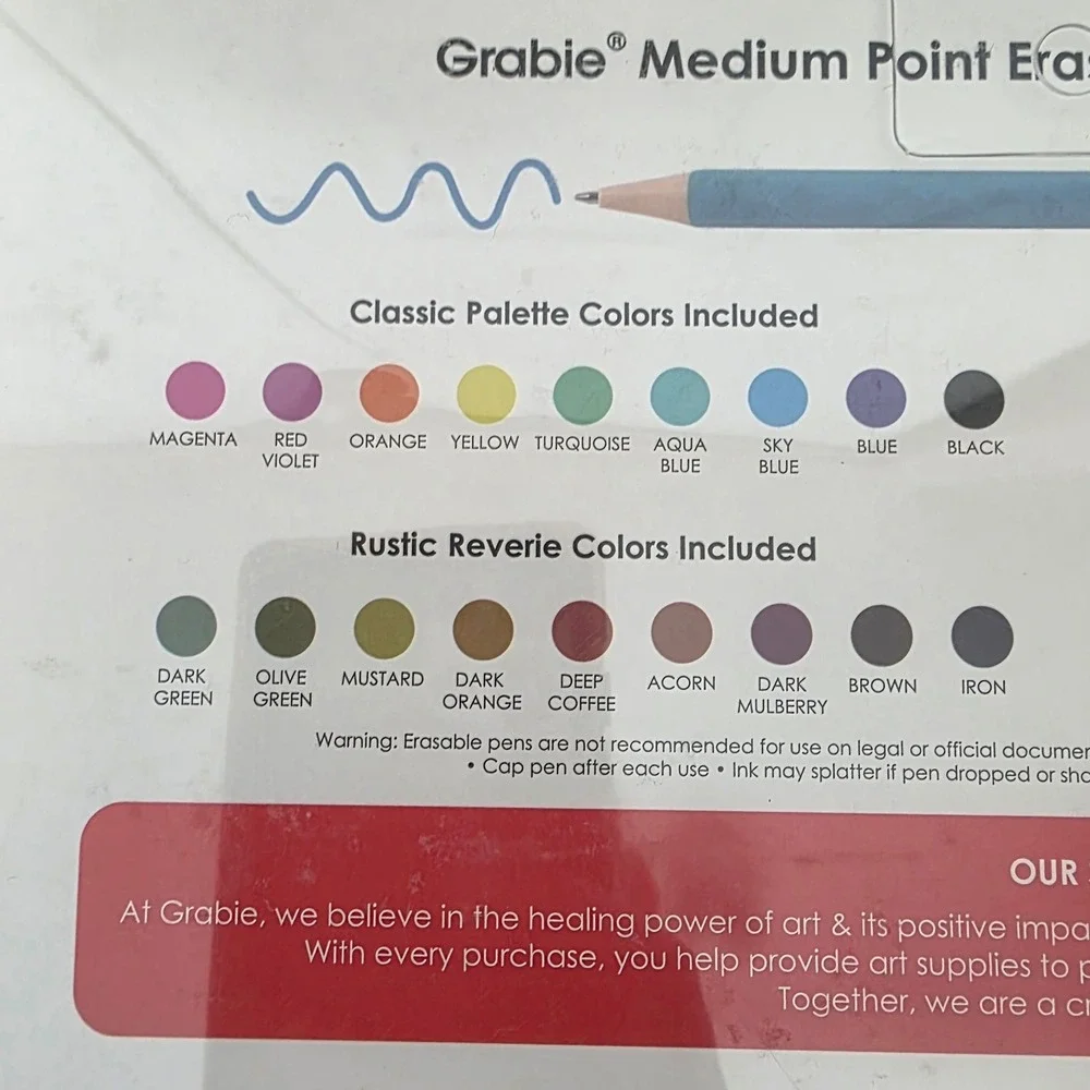 Grabie Premium Erasable Gel Pens Set of 36 Medium Point 0.6mm Multicolor NIB